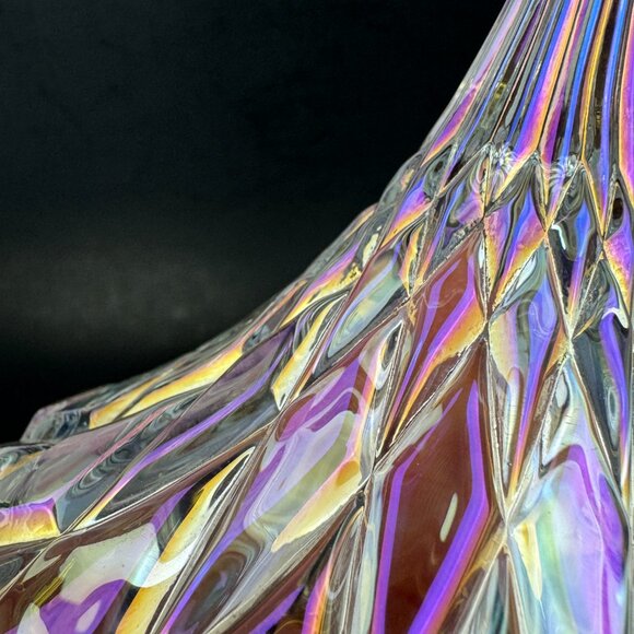 Clear Glass Iridescent Crystal Hershey Kiss Textured Trinket Candy Dish w Lid - Picture 12 of 16